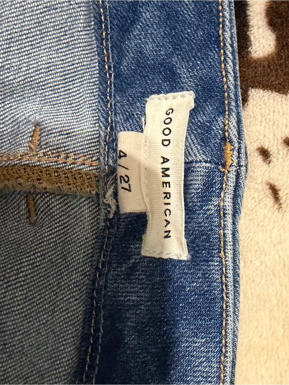 Good American Classic Blue Denim Jeans with Branded Waist Tag